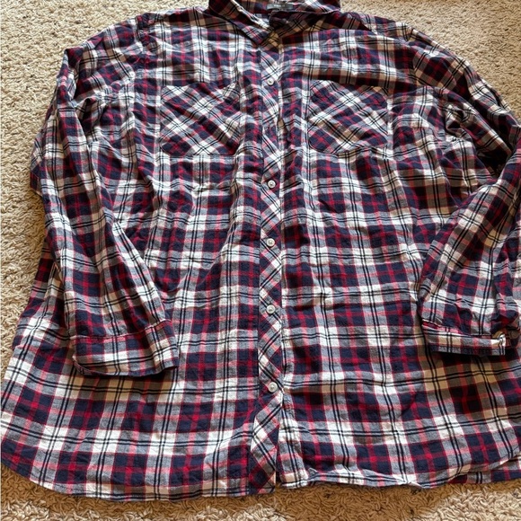 Eddie Bauer Plaid Button-Down Shirt - Red, Black, White - Picture 1 of 3